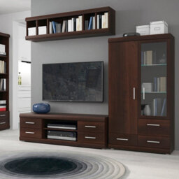 Furniture To Go Imperial 2 Door 3 Drawer Glazed Display Cabinet In Dark Mahogany Melamine - thumbnail 4