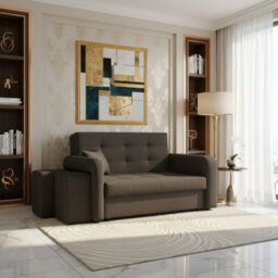 Viva Home Ii Sofa Bed With 2 Ottomans For Living Room Chipboard Polyurethane Foam Metal Legs 158Cm Wide Brown Left