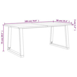 Berkfield Dining Table With Live Edge 180X90X75 Cm Solid Wood Acacia - thumbnail 9
