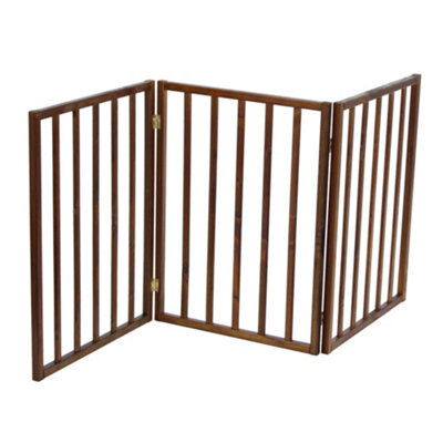 Oypla Dark Brown Dog Safety Folding Wooden Pet Gate Portable Barrier - image 1
