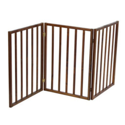 Oypla Dark Brown Dog Safety Folding Wooden Pet Gate Portable Barrier