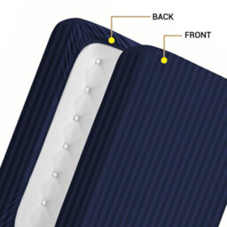 Ameha Navy Blue Striped Microfibre Bedding Set King, Reversible & Breathable Duvet Cover, Fitted Sheet & Pillowcases - thumbnail 9