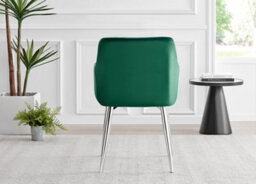 Furniturebox Uk Leonardo Glass And Chrome Metal Dining Table And 6 Green Calla Silver Leg Velvet Chairs - thumbnail 7
