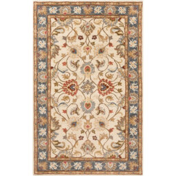 Livabliss Caesar-Hand Tufted Blue Brown Wool Traditional Living Dining Bedroom Rug 122 X183 Cm Easy Care, Non Shedding - thumbnail 1