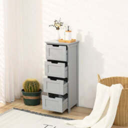 4 Drawer Grey Bathroom Wood Cabinet Storage 4 Drawer 1 Door Free Standing - thumbnail 5