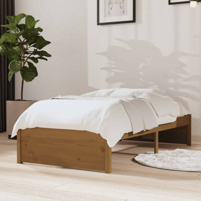 Berkfield Bed Frame Honey Brown Solid Wood 75X190 Cm Small Single - image 1