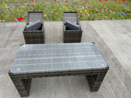 UK Leisure World Rattan Wicker Garden Outdoor Seater Sofa Conservatory Furniture Patio Coffee Table Stools Storage Dining Set Grey - thumbnail 6