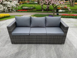 UK Leisure World Rattan Wicker Garden Outdoor Seater Sofa Conservatory Furniture Patio Coffee Table Stools Storage Dining Set Grey - thumbnail 7