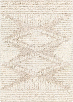 Livabliss Urban Shaggy-Modern Beige Ivory Cream Soft Plush Pile Living Bedroom Rug 160 X 220 Cm Easy Care, Non Shedding - image 1