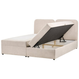 Beliani Divan Bed With Storage Fabric Chancellor 180 X 200 Cm (Eu Super King) Light Beige - thumbnail 1