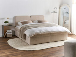 Beliani Divan Bed With Storage Fabric Chancellor 180 X 200 Cm (Eu Super King) Light Beige - thumbnail 2