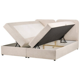 Beliani Divan Bed With Storage Fabric Chancellor 180 X 200 Cm (Eu Super King) Light Beige - thumbnail 4