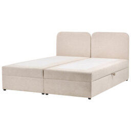 Beliani Divan Bed With Storage Fabric Chancellor 180 X 200 Cm (Eu Super King) Light Beige - thumbnail 5