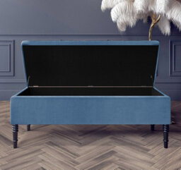 Paris Plain 90Cm Ottoman Storage Bench - Plush Velvet Shoe Bench - Duck Egg Upholstery Footstool With Storage - thumbnail 2