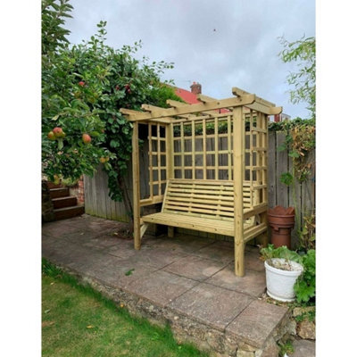 Churnet Valley Garden Furniture Ltd Beatrice Arbour - Sits 3 - L90 X W170 X H210 Cm - Minimal Assembly Required - Set Of Waterproof Cushions Included - image 1