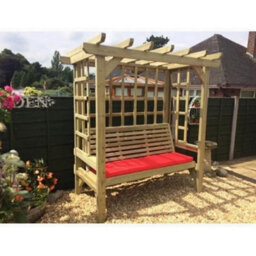 Churnet Valley Garden Furniture Ltd Beatrice Arbour - Sits 3 - L90 X W170 X H210 Cm - Minimal Assembly Required - Set Of Waterproof Cushions Included - thumbnail 2