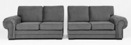 Verona 4 Seater Sofa Grey Velour Fabric Chesterfield Style Full Back Cushions - thumbnail 6