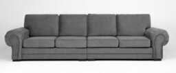 Verona 4 Seater Sofa Grey Velour Fabric Chesterfield Style Full Back Cushions - thumbnail 2