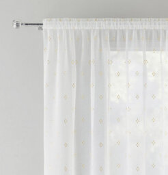"Tyrone Textiles Destiny Gold Metallic Dimond Print On Sheer Fabric - Pair 140 X 229Cm (55X90"")" - thumbnail 2