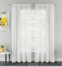"Tyrone Textiles Destiny Gold Metallic Dimond Print On Sheer Fabric - Pair 140 X 229Cm (55X90"")" - thumbnail 1