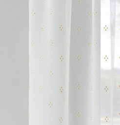 "Tyrone Textiles Destiny Gold Metallic Dimond Print On Sheer Fabric - Pair 140 X 229Cm (55X90"")" - thumbnail 3