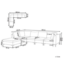 Beliani Modular Corner Sofa 5 Seater Evja With Ottoman Velvet Navy Blue Right Hand - thumbnail 3