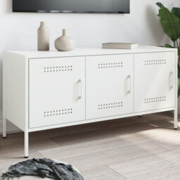 Berkfield Tv Cabinet White 100.5X39X50.5 Cm Steel - thumbnail 1