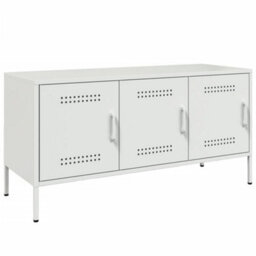 Berkfield Tv Cabinet White 100.5X39X50.5 Cm Steel - thumbnail 2