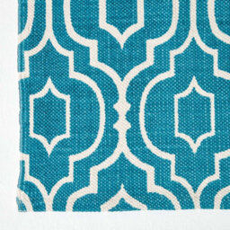 Homescapes Riga Teal And White 100% Cotton Printed Patterned Rug, 160 X 230 Cm - thumbnail 3
