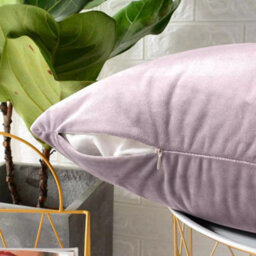 Ameha Pink Plain Velvet Cushions Set, 18X18 Inch, Includes 2 Filled Cushions & 2 Covers, Breathable & Anti Allergic - thumbnail 4