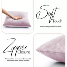 Ameha Pink Plain Velvet Cushions Set, 18X18 Inch, Includes 2 Filled Cushions & 2 Covers, Breathable & Anti Allergic - thumbnail 6