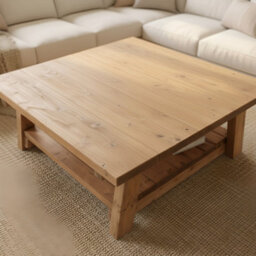 L120Xw100Cm Large Arba Rustic Solid Wood Coffee Table With Shelf - thumbnail 6