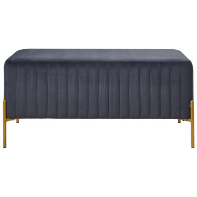 Wyld And Coco Velvet Bench Black Upholstery With Gold Metal Legs 91 X 47 Cm - Glam Living Room - image 1