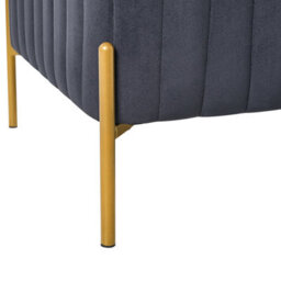 Wyld And Coco Velvet Bench Black Upholstery With Gold Metal Legs 91 X 47 Cm - Glam Living Room - thumbnail 7