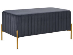 Wyld And Coco Velvet Bench Black Upholstery With Gold Metal Legs 91 X 47 Cm - Glam Living Room - thumbnail 3