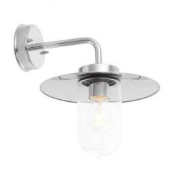 Outdoor Wall Light Ip44 Polished Stainless Steel & Clear Glass 42W E27 Gls - thumbnail 1