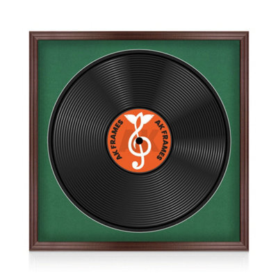 "16X16"" Rose Wood Classic Vinyl Record Frame With Emerald Mount For 12 Inch Lp Disc - Ak Frames" - image 1