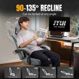 Luckracer Fabric Gaming Chair, Ergonomic Computer Chair With Footrest Lumbar Support Heavy Duty Svivel Office Desk Chairs, Grey - thumbnail 3