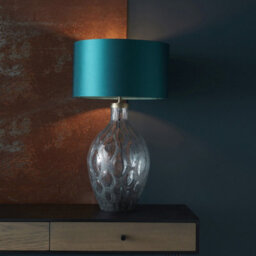 Luminosa Lighting Luminosa Vibo Table Lamp Charcoal Artisan Glass & Matt Antique Brass Plate - thumbnail 4