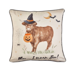Catherine Lansfield Halloween Highland Cow Soft Touch 45X45Cm Cushion Natural - thumbnail 3