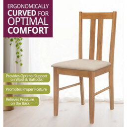 Dining Chairs,x2 Light Oak Wooden Kitchen Chairs With Warm Cream Fabric Seat - thumbnail 3