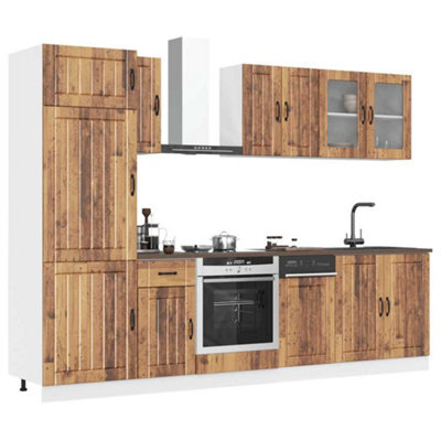 Berkfield 8 Piece Kitchen Cabinet Set Kalmar Old Wood Engineered Wood - image 1