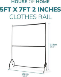 House Of Home 5Ft Long X 7Ft Two Tier Heavy Duty Clothes Rail On Wheels Clothes Hanging Rack - thumbnail 2