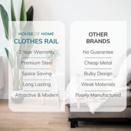 House Of Home 5Ft Long X 7Ft Two Tier Heavy Duty Clothes Rail On Wheels Clothes Hanging Rack - thumbnail 7