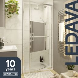 GoodHome Ledava Chrome Effect Mirror Strip Half Open Pivot Shower Door (H)195Cm (W)90Cm - thumbnail 9