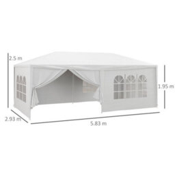 Outsunny 6 X 3(M) Outdoor Gazebo Canopy Party Tent With 6 Removable Side Walls - thumbnail 3