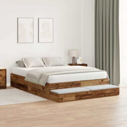 Berkfield Modern Storage Bed Frame Old Wood 150X200 Cm - thumbnail 3