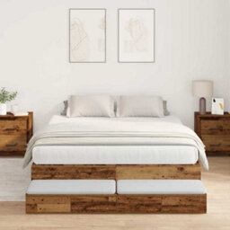 Berkfield Modern Storage Bed Frame Old Wood 150X200 Cm - thumbnail 2