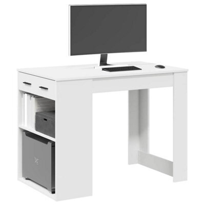 Berkfield Desk With Drawer And Shelf White 102X62X77.5 Cm Engineered Wood - image 1