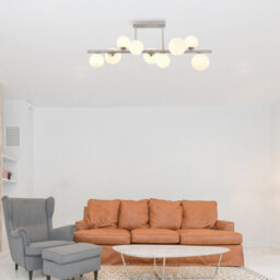 Luminosa Lighting Luminosa Riha Globe Ceiling Light Nickel Matt Opal Glass Shade 9X G9 3000K - thumbnail 5